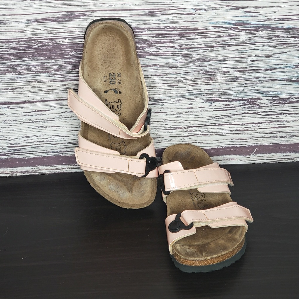 Birkis Pretty in Pink patent leather sandals